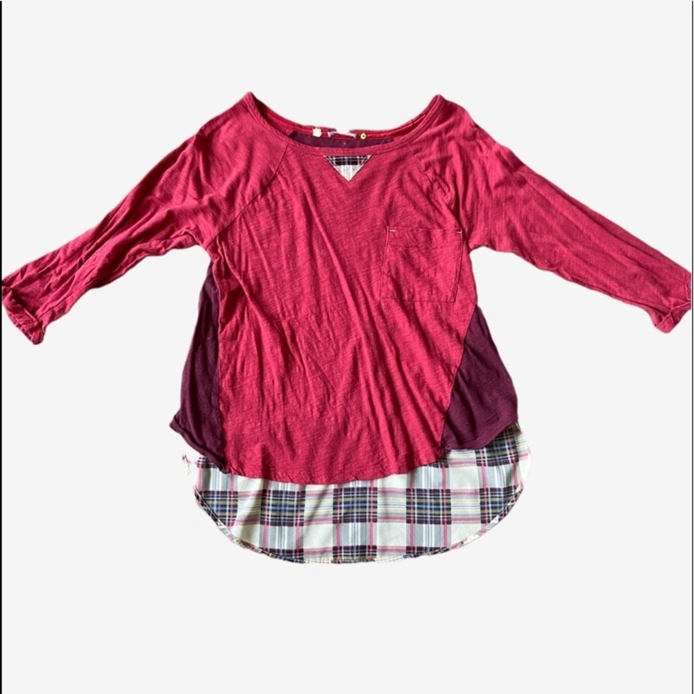 Anthropologie Red & Plaid Top
